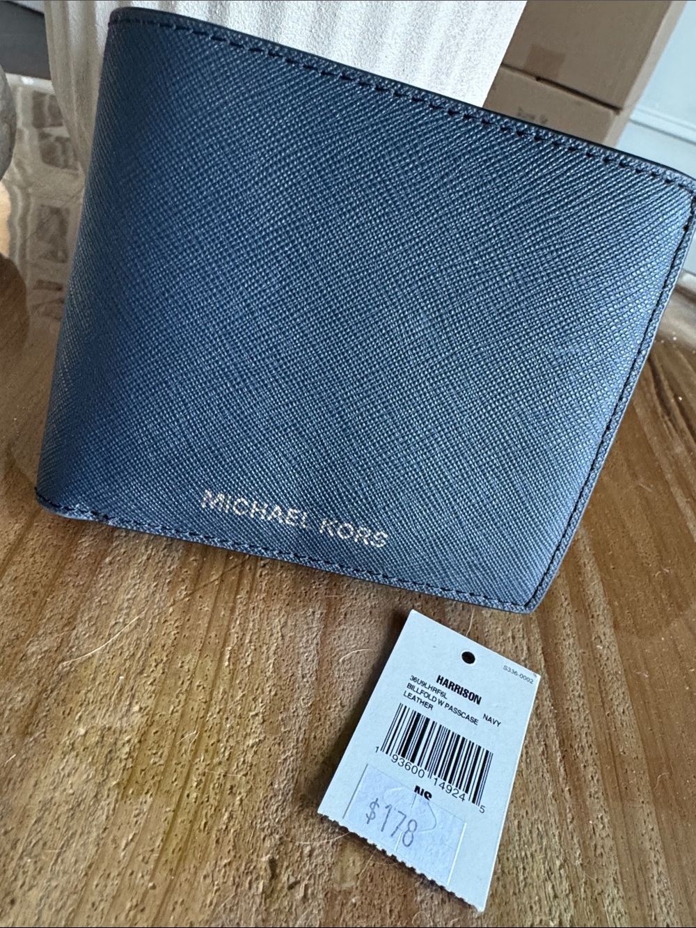 Michael Kors Navy Saffiano Leather Bifold Wallet